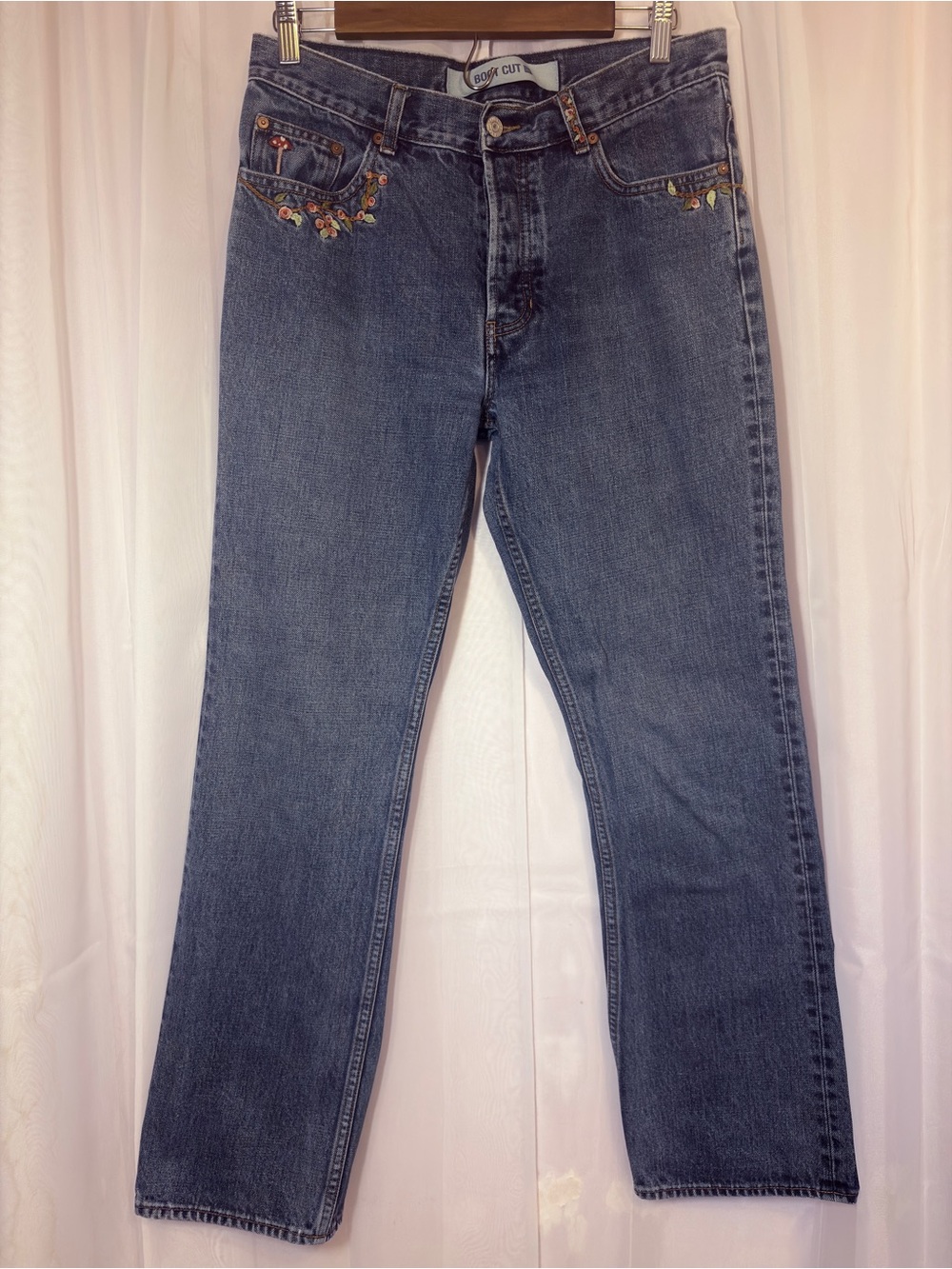 Gap Boot Cut Embroidered Women's Jeans Floral Medium Wash Button Fly